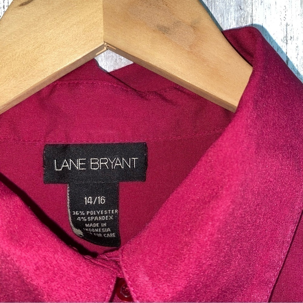 Lane Bryant Magenta Button Down Blouse 14/16 Stretch Career Office Plus Size - Picture 4 of 4